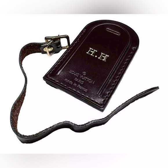 Louis Vuitton Leather Tag Bordeaux w/ HH Initials Stamped Maroon 🔥 - Picture 5 of 7